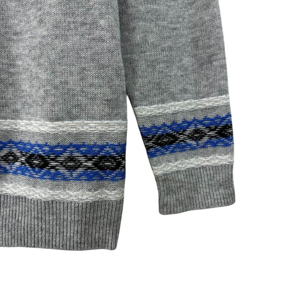Talbots Petites Medium MP Cardigan Sweater Nylon Lambswool Gray Fair Isle Womens - Picture 9 of 14